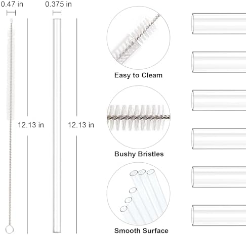12 PCS Replacement Straws for Stanley|Owala|Simple Modern 40oz 30oz Tumbler, Reusable Clear Drinking Straws with Cleaning Brush for Stanley Cup Accessorie，BPA Free, Dishwasher Safe - Image 2