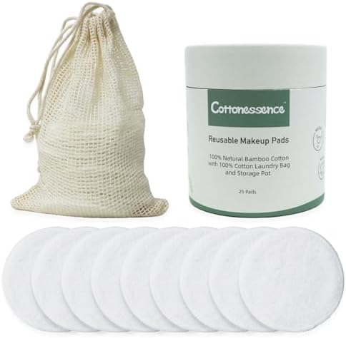 Reusable Makeup Remover Pads - 25 Pack Cotton Rounds with Washable Laundry Bag and Round Box for Storage, Bamboo Cotton for All Skin Types - Image 3