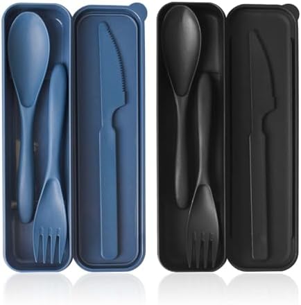 2 Sets Reusable Utensils Set with Case, Portable Travel Cutlery by Lnrkai
