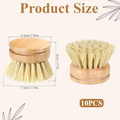 10 Pcs Bamboo Dish Brush Replacement Heads Wooden Washing Up-Brush Heads Bamboo Dish Scrubber Brush Kitchen Wood-Dish Scrubbers Washing Up Brush-Heads for Cleaning Kitchen Utensils - Image 3