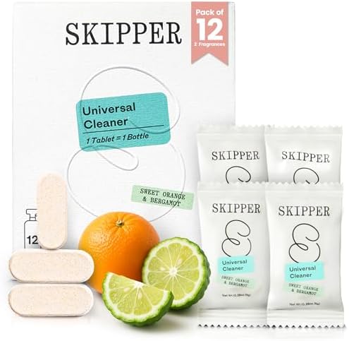 Tirtyl Multi-Surface Cleaner Refills - All Purpose Cleaning Tablet 12 Pack - 192 fl oz total (makes 12x 16 fl oz bottles of spray cleaner) - Home & Kitchen - Non-toxic & Effective - Lime & Clementine Fragrance by SkipperbyTirtyl
