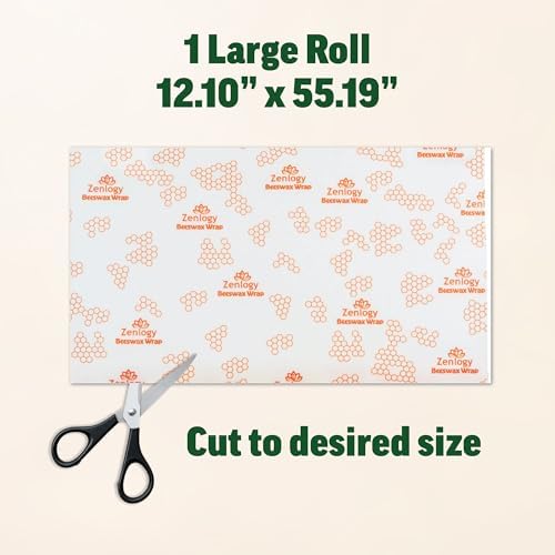 Zenlogy Beeswax Food Wrap Roll, 13 x 55 Inches, Organic Cotton, Reusable - Image 4