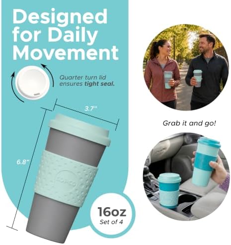 Copco Acadia Travel Mug, 16 Oz - Aqua & Mint/Aqua & Grey, Set of 4 - Image 2