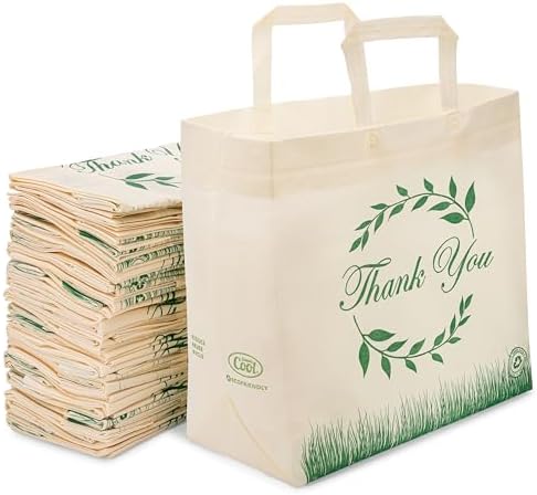 Simply Cool 50 Pack Reusable Thank You Grocery Bags Large Tote Bags Bulk by SimplyCool