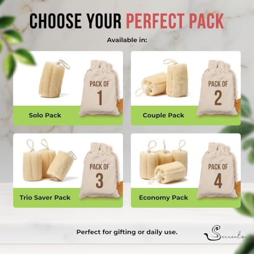 SERRENTO All Natural Loofah Sponge, Pack of 4 Real Egyptian Bath & Shower Exfoliating Loofa Scrubber Sponges for Face, Back & Body, Eco Friendly, No Toxic Chemicals, 6" x 6" - Image 4
