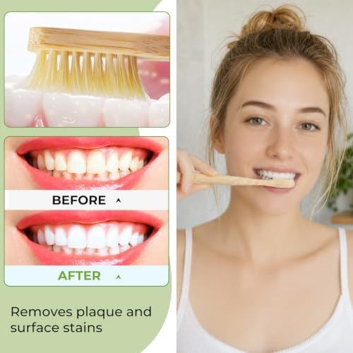 Boar Bristle Toothbrush, Natural Bamboo Toothbrushes 6 Pack - Image 2
