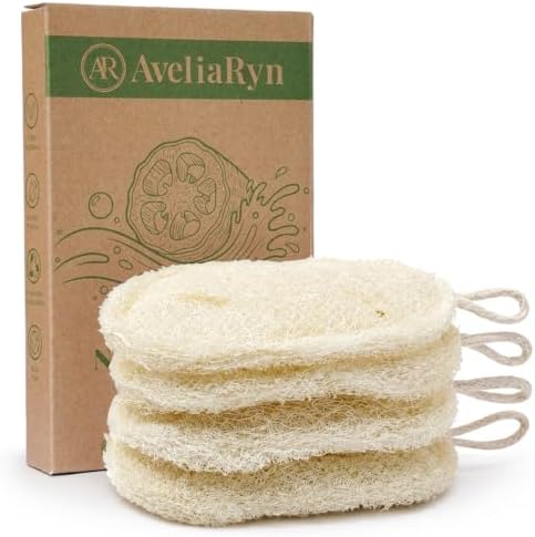 Natural Egyptian Loofah Dish Sponges, Double-Sided Scrubbers, 4-Pack by Unknown