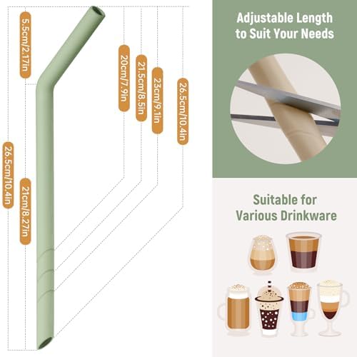 NiHome 6 PCS Extra Wide Reusable Bent Silicone Straws for Boba & Smoothies - Image 4