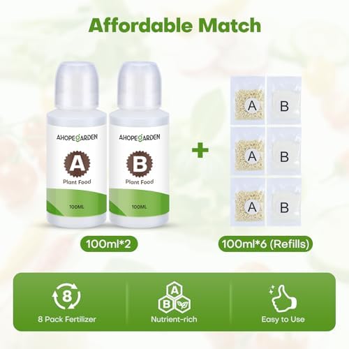 Ahopegarden 800ml A&B Hydroponic Nutrients: Hydroponic Plant Food for Aerogarden, Liquid Plant Food for Vegetables, Fruits, Flowers, ect - All-in-One Fertilizer Solution for Hydroponics Growing System - Image 4