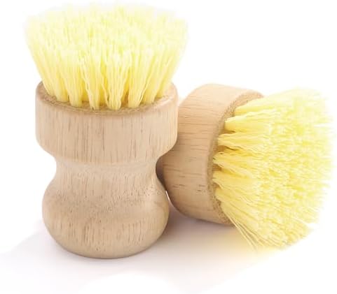 4-Pack Bamboo Dish Brush, Palm Brush Dish Scrubber with Nylon Bristles for Cleaning Pot, Pan, Kitchen Sink, Cookware & Vegetables - Image 6
