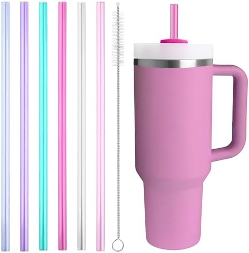 Replacement Straw Compatible with Stanley Quencher 40 oz,30 oz Tumbler, 12 inch Extra Long Reusable Straws Plastic For 40 Oz Cup,Multicolor 14-6 Pack by Bubrike