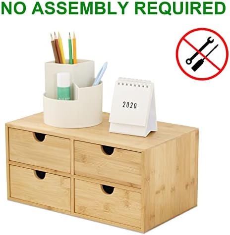 Bamboo Desk Drawer Organizer, Desktop Organizer with Drawers T(4 Drawes) - Image 4