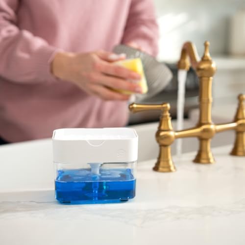 S&T INC. Dish Soap Dispenser and Sponge Holder, Matte White - Image 4