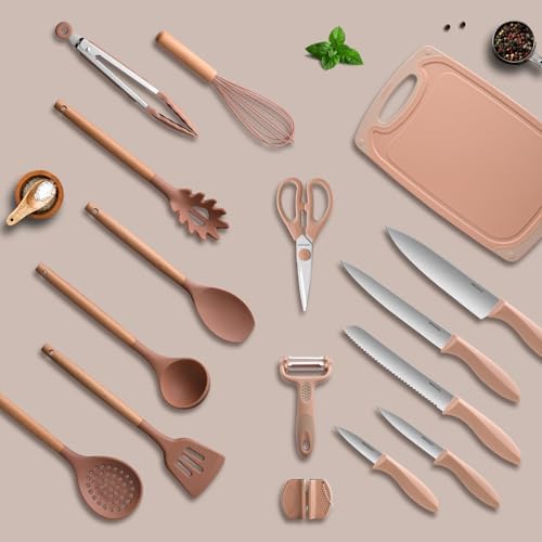 RAXCO Utensil Sets,18-Piece Silicone Cooking Utensils and Knife Set,Mousse - Image 3