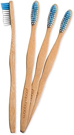 Woobamboo! Bamboo Toothbrush - Adult - Super Soft, BPA Free Nylon Bristles, Eco-Friendly, Plastic Negative, Biodegradable, Compostable, Vegan (Pack of 4) by WooBamboo