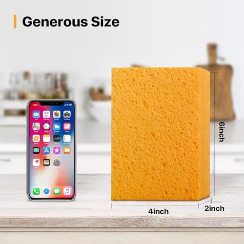 Large Natural Cellulose Sponge, Super Absorbent, 6 x 4 x 2 Inch (2 Pack) - Image 2