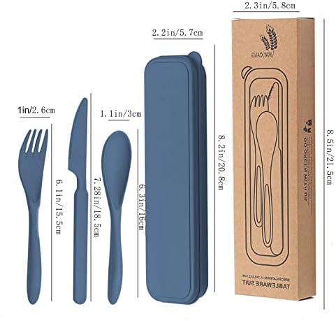 8 Pack Travel Utensils with Case, Reusable Wheat Straw Cutlery Sets for Lunch Box, Camping, Picnic and Office, Dishwasher Safe Spoon Fork Knife Sets, 8 Colors - Image 2