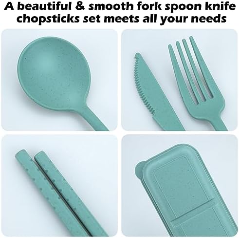 4 Sets Reusable Utensils Set with Case,Travel Utensils with Case,Reusable Utensils for Lunch Box accessories,Portable Chopsticks Knife Fork and Spoon Lunch Utensils Set for Travel Daily Use - Image 5