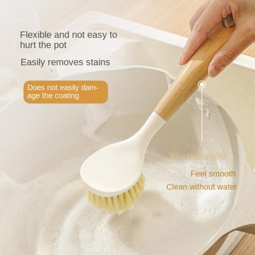 Natural Sisal Dish Brush, Wooden Handle Pan Scrubber for Kitchen - Image 6