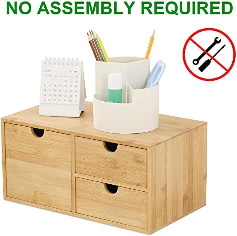 Bamboo Desk Drawer Organizer, Desktop Organizer with Drawers(3 Drawers) - Image 4