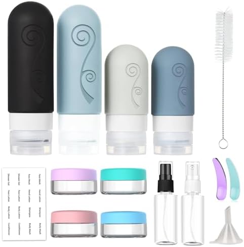 vodvob 16 Pack Travel Bottles Set for Toiletries, TSA Approved Travel Containers Leak Proof Silicone Squeezable Travel Accessories 2oz 3oz for Shampoo Conditioner Lotion Body Wash (BPA Free) (black) - Image 2
