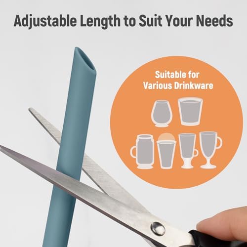 NiHome 6-Pack Wide Reusable Bent Silicone Straws for Smoothies, Milkshake - Image 3