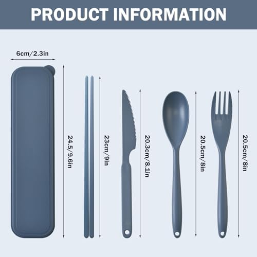 Large Reusable Travel Utensils with Case, Plastic Camping Cutlery Set - Image 3