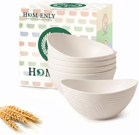 Homienly Small Bowls Set Wheat Straw Bowls 10 oz Small Serving Bowls for Ice Cream, Dessert, Snack, Appetizer, Candy, Unbreakable Microwave and DIshwasher Mini Bowls for Party, Picnic (6 PCS White) by HOMIENLY