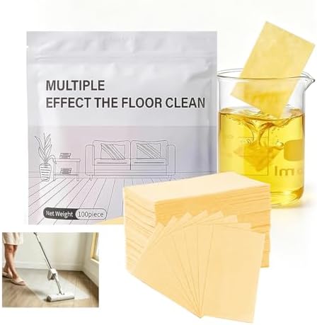 Multi Effect Floor Clean Tablets, 100PCS Multi Surface Floor Cleaning Tablets for Mopping, All Purpose Floor Cleaner for Hardwood, Tile and Wood Floors (Yellow, 100PCS) by wekunro