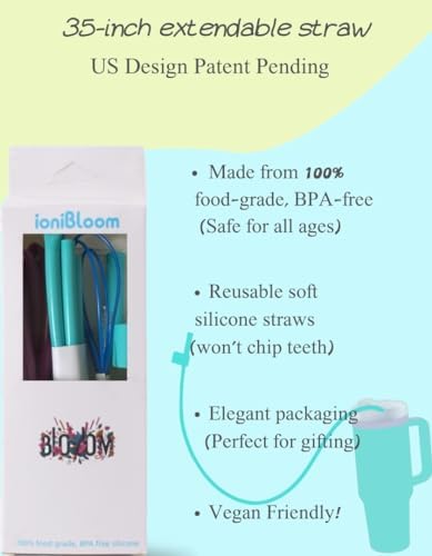 Extendable Long Straws for Stanley Cup, 2 Pack 35" Reusable Silicone Straws- CPC Certified, Fits 40 oz Tumbler And Large Water Bottle, Soft & Flexible Straw Accessories Gift Idea - Image 6