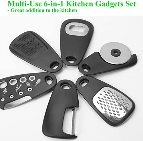 2 Pack Kitchen Gadgets Set 11 Pieces, Space Saving Cooking Tools Kitchen Accessories-Garlic Grinder, Cheese Grater, Vegetable Peeler, Pizza Cutter, Herb Stripper, Bottle Opener, Gadgets Gift Set - Image 5