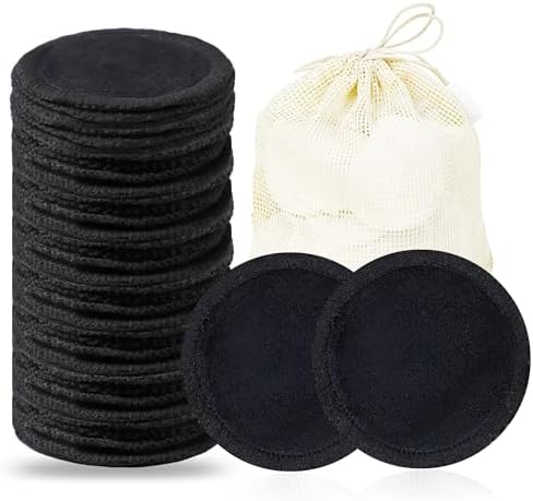 wegreeco 40 Pack Reusable Makeup Remover Pads, Washable Reusable Cotton Rounds Pads for Face, Makeup Remover Cloths for All Skin - (Black) by wegreeco