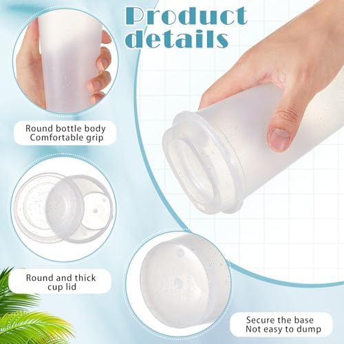 FillTouch 12 Pcs 16 oz Reusable Coffee Cups with Lids, Glitter White - Image 3