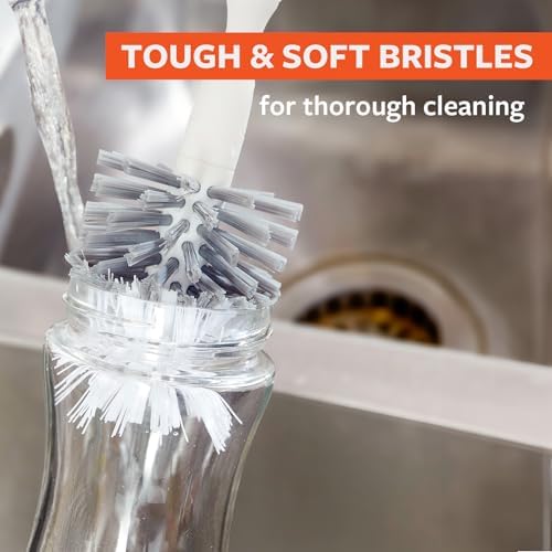 Full Circle Upstanding Bottle Brush, Deep Cleans Water Bottles, White - Image 4