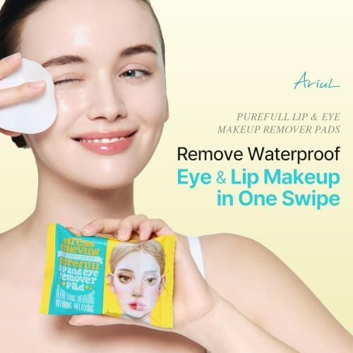 Ariul Purefull Lip & Eye Makeup Remover Pads – Oil-Infused Dual-Sided Pads, Gentle Exfoliation, Travel Friendly Compact Size, Korean Skincare (30 Pads x 3 Pack) - Image 2