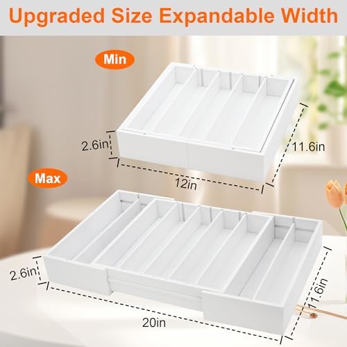MinBoo Bamboo Drawer Organizer - Expandable K Cup & Pods Holder, Coffee Pod Storage, Tea Organizer, Versatile Kitchen Accessory Organization and Storage,White - Image 3