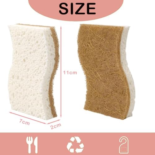 Plant Based Dish Sponge – Coconut Fiber, Natural Cellulose & Wood Pulp Double Layer Scrubber, Eco Friendly Non-Scratch Kitchen Sponges for Dishes, Plastic-Free, Compostable Sponges (12 Pack) - Image 7