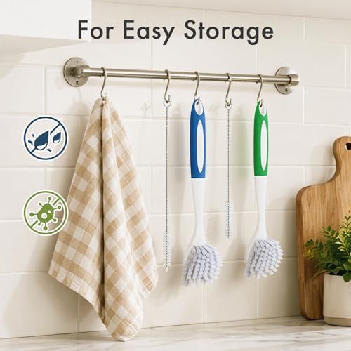 Amazer Dish Brush with Handle, Kitchen Scrub Brushes for Cleaning, 2 Pcs Straw Cleaner Brushes for Water Bottle, 2 Pcs Dish Scrubber with Stiff Bristles for Sink - Image 7