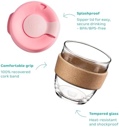 KeepCup Brew Cork, Reusable Glass Tumbler with Natural Cork, Grande Coffee Cup 16oz / 454ml - Pine - Image 3