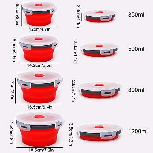Guyuyii 4 Pack Food-Grade Silicone Collapsible Bowls with Lids for Camping - Image 3