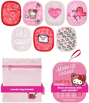 The Original MakeUp Eraser 7-Day Set, Erase All Makeup with Just Water, Including Waterproof Mascara, Eyeliner, Foundation, Lipstick, Sunscreen, and More! Hello Kitty Cutie Pie, 7ct. by MakeupEraser