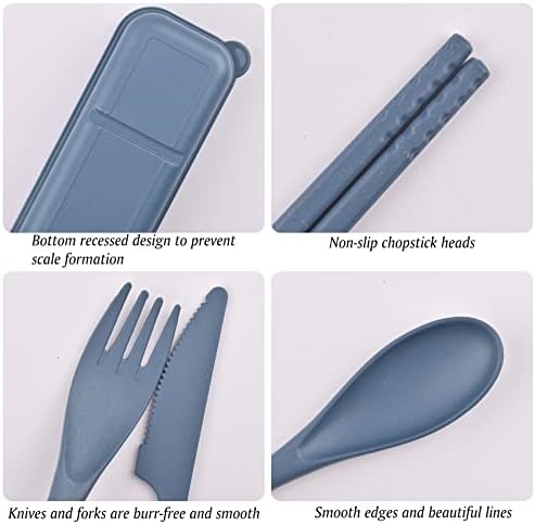 Zoyiancy 4 Sets Cutlery Set, Reusable Spoon Knife Fork Chopsticks Lunch Box - Image 5