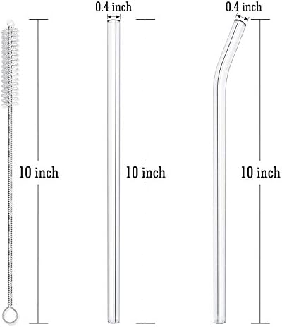 10-Piece Reusable Glass Drinking Straws - 10" x 10 mm - Smoothie Straws for Milkshakes, Frozen Drinks, Smoothies, Bubble Tea - Environmentally Friendly - Image 2