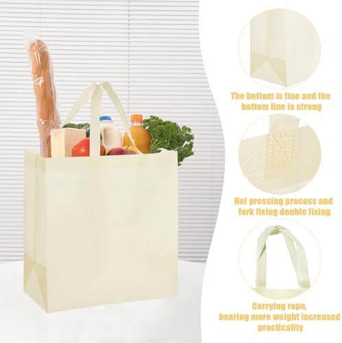 50pcs Reusable Grocery Bags with Handles Non Woven Shopping Tote Bags Bulk - Image 7