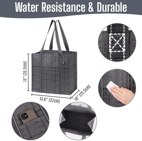 VENO 4 Pack Large Grocery Bag Reusable Shopping Bags with Hard Bottom - Image 3