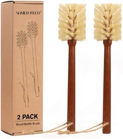 SAMEBUTECO 2-Pack Wood Cup Brush, 11.3 Inch Sisal Bristle, Flat Head, Rope by HOME