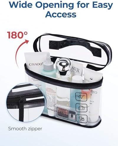 BAGSMART TSA Approved Toiletry Bag, 2 Pack Clear Makeup Cosmetic Bag Organizer, Quart Size Travel Bag for Toiletries, Carry-on Travel Accessories Essentials, Purple-2pcs - Image 2