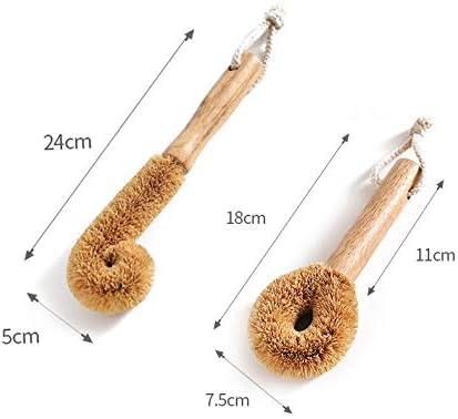 Wodden Cleaning Brush, Bottle Washing Brush, Pan Scrub Brush, Natural Coconut Fiber Brush Head , Sturdy, Deep Cleaning, Eco-Friendly - Image 2