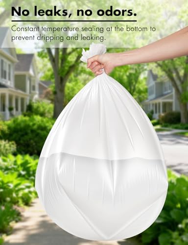 Compost Bags 13 Gallon, 50 Count Biodegradable Compostable Tall Kitchen Can Liners, Thick Unscented Tear & Leak Proof Plant-Based Garbage Bags for Food Waste, Bathroom & Garden, white - Image 4