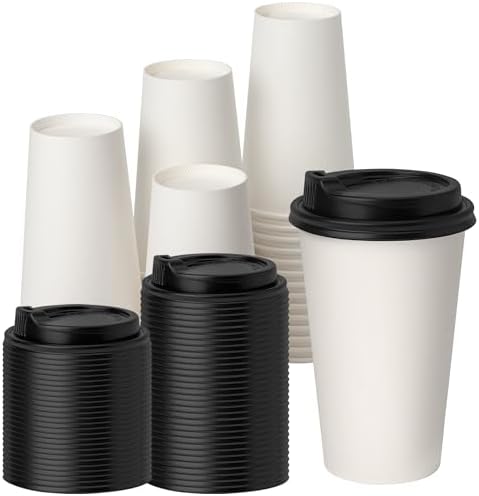 YEEHAW 16 oz Disposable Coffee Cups with Lids 100 Pack by YEEHAW